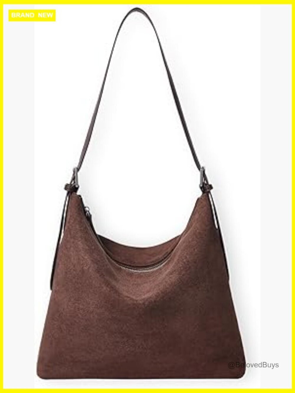Slouchy Hobo Tote Purse, Faux Suede Shoulder Bag with Adjustable Strap
